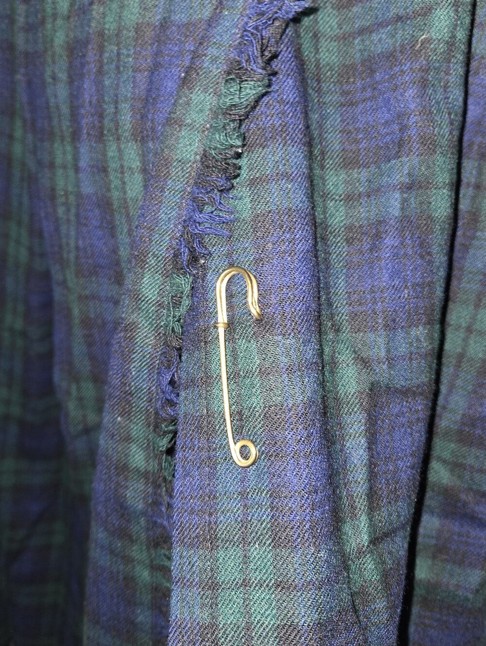Vintage Green Blue Black Plaid Wool Midi Wrap Skirt Size 14 Cottagecore - Picture 5 of 5